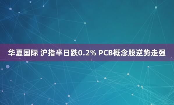 华夏国际 沪指半日跌0.2% PCB概念股逆势走强